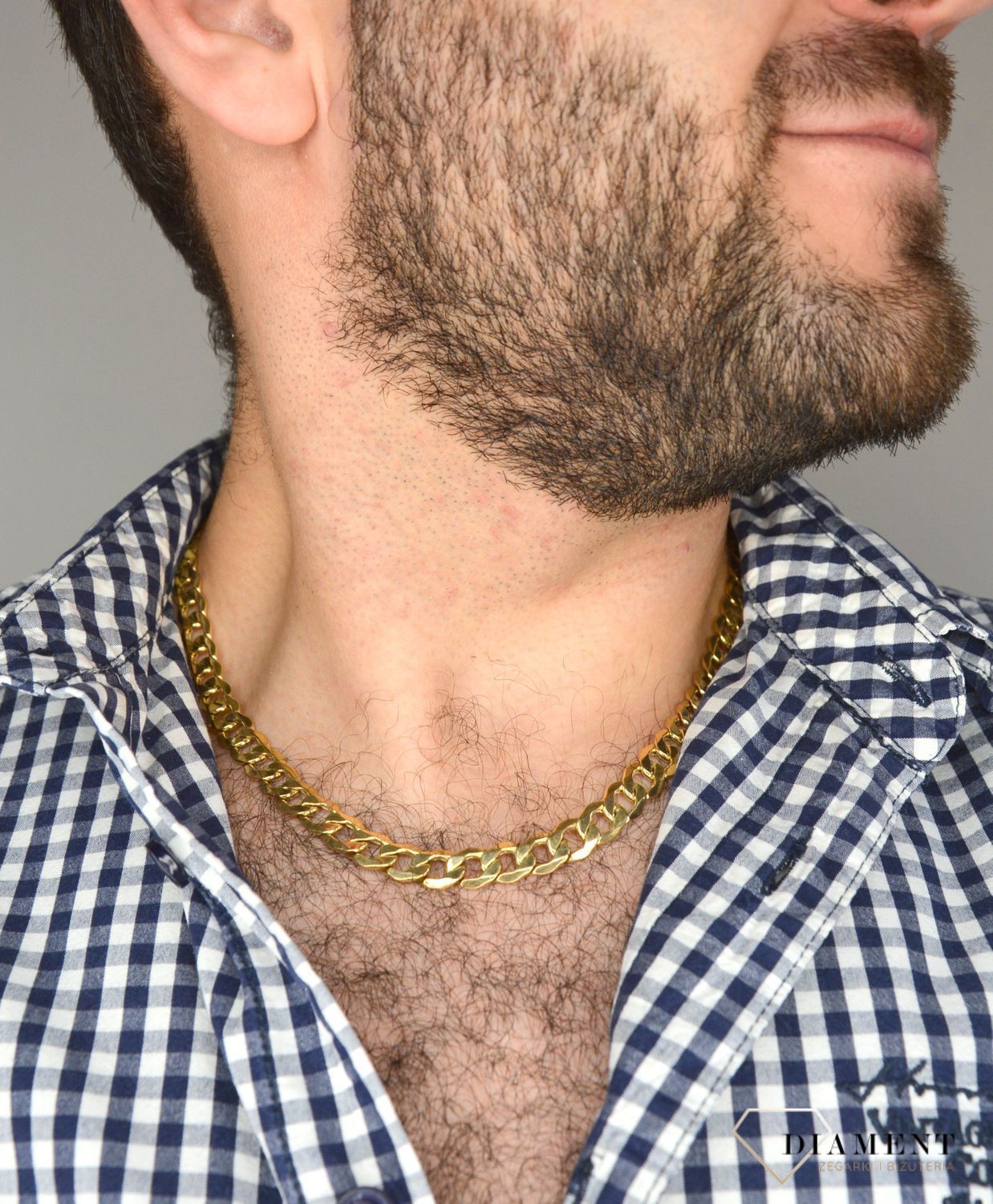 Złoty łańcuszek 585 pancerka 9 mm DIA-LAN-1117-585D 9mm  ✅ Złoty łańcuszek o splocie pancerki ✅.jpg